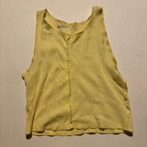 american eagle yellow waffle knit / pointelle tank top